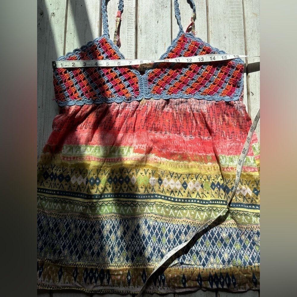 Lulumari Crochet Tank Top Cotton Adjustable Strap Vintage Inspired Size M - Picture 5 of 13